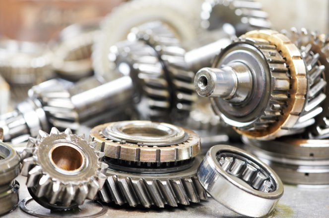 Close up snapshot of small gears from an automobile engine Industrial - gears - spare parts